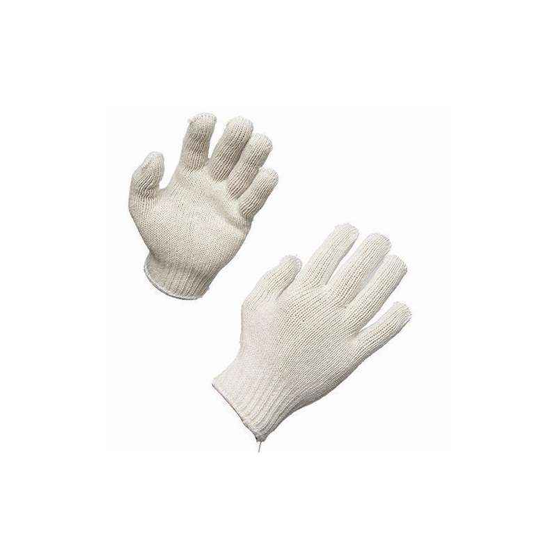 SRJ 50 GSM White Cotton Knitted Hand Gloves (Pack of 100)