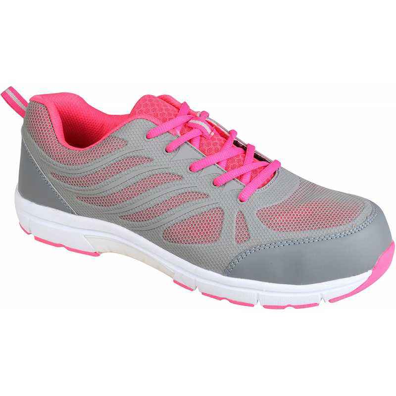 HONEYWELL SHST00303 Steel Toe Lightweight Sporty Grey & Pink Work Safety Shoes, Size: 5
