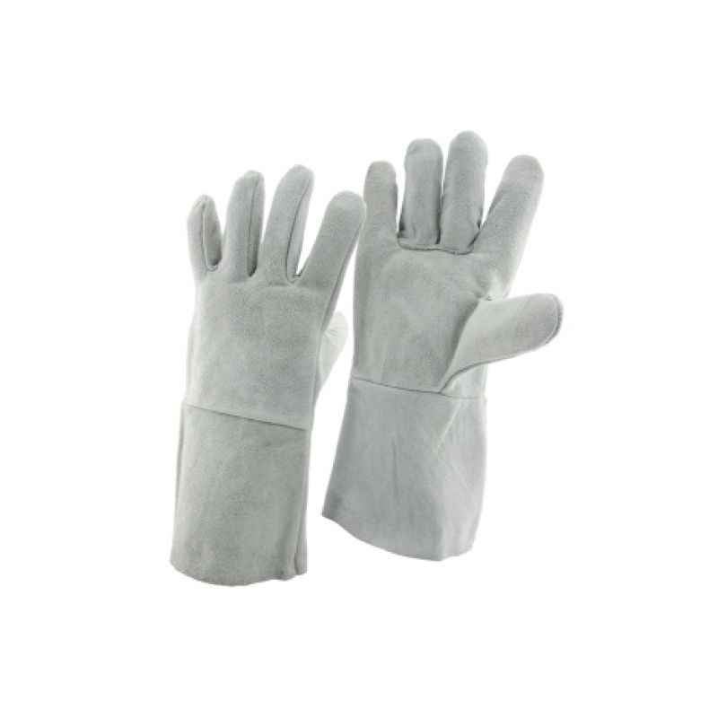 JB White Leather Industrial Hand Gloves, Size: 12 Inch (Pack of 5)