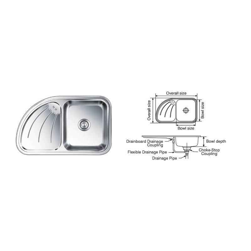 Nirali Ultimo Anti Scratch Finish Kitchen Sink With Left Hand Drain Board, Size: 865x532 mm