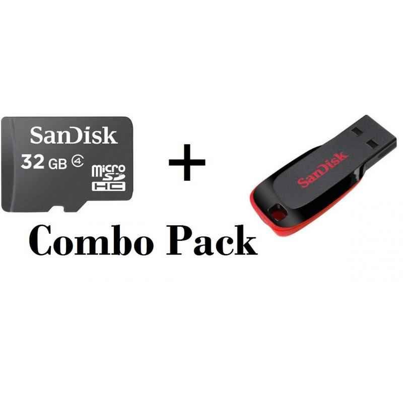 SanDisk Combo - 32GB Class4 Cruzer Blade Pendrive & 32GB Micro SD Card