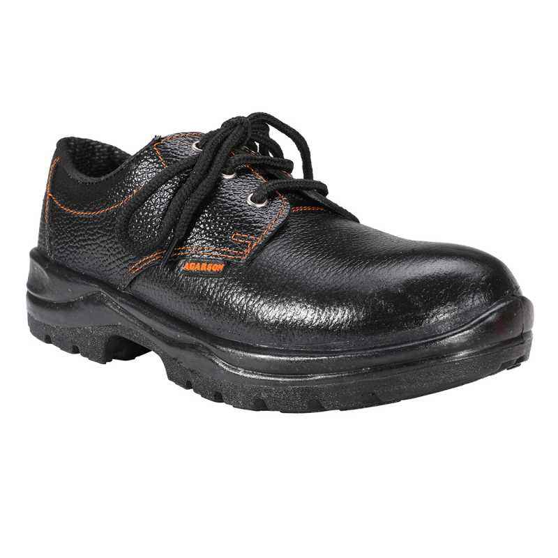 Agarson Altis Steel Toe Black Work Safety Shoes, Size: 8
