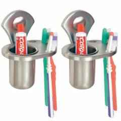 Abyss ABDY-0229 Glossy Finish Stainless Steel Tooth Brush Holder (Pack of 2)