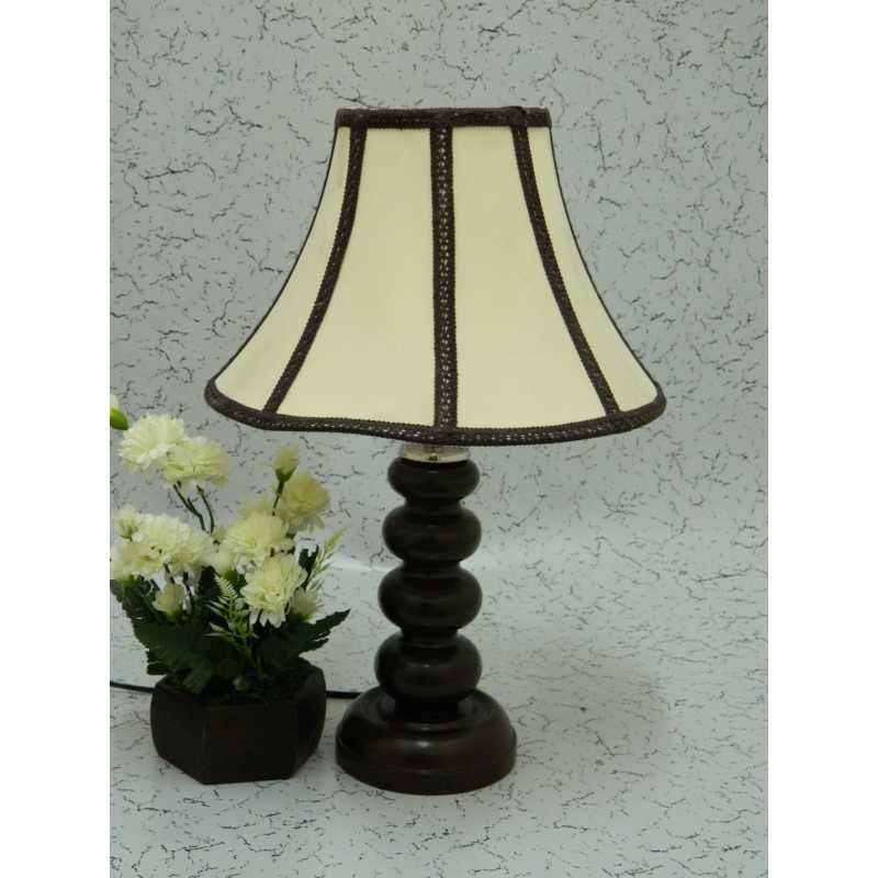 Tucasa Smart Wooden Table Lamp with Stripe Shade, LG-1092