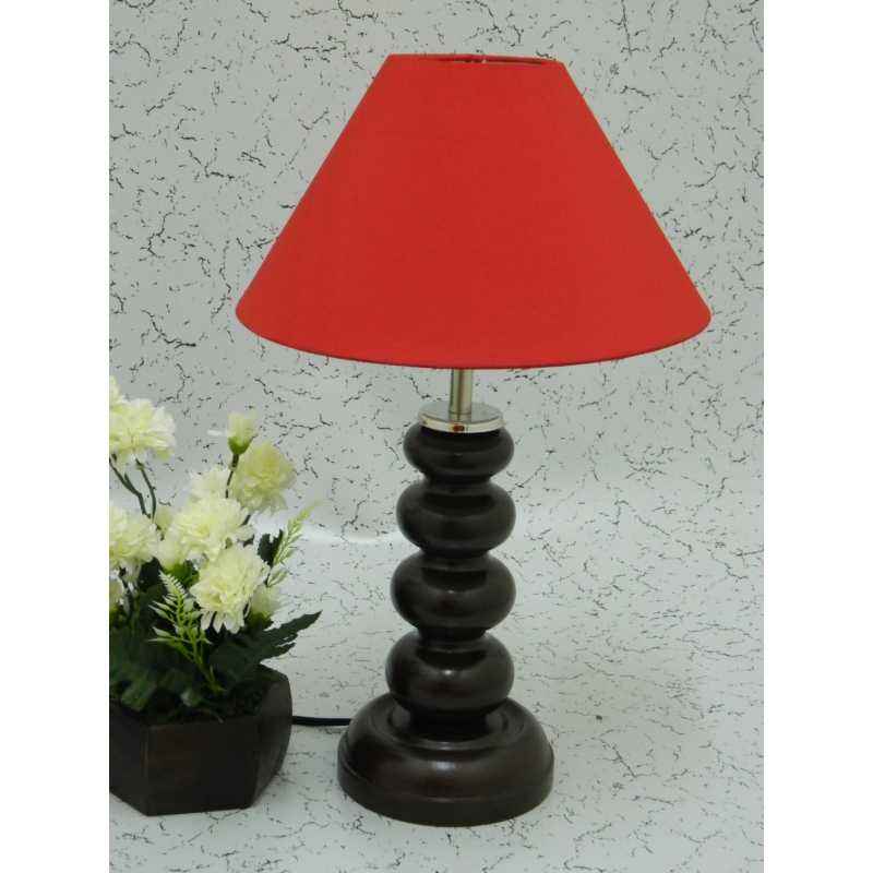 Tucasa Smart Wooden Table Lamp with Red Shade, LG-1077