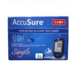 Accusure Simple Fora Blood Glucose Test Strips (100 Strips)