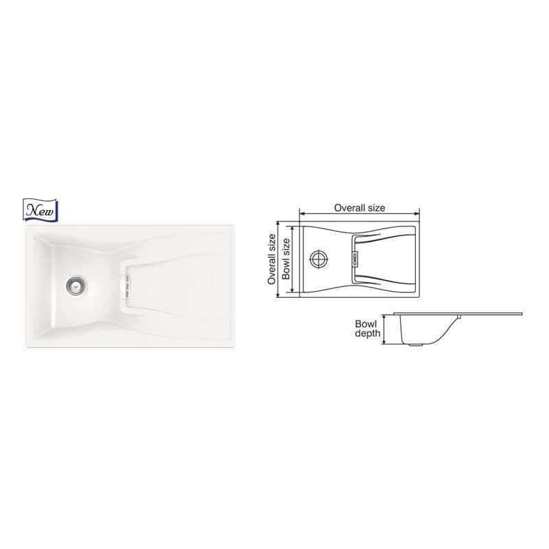 Nirali Elara WB 1 Kitchen Sink, Size: 860x500 mm
