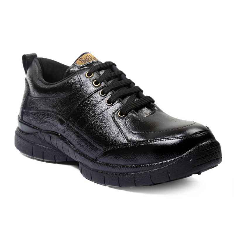 Rich Field SGS1125BLK Low Ankle Black Leather Steel Toe Work Safety Shoes, Size: 8