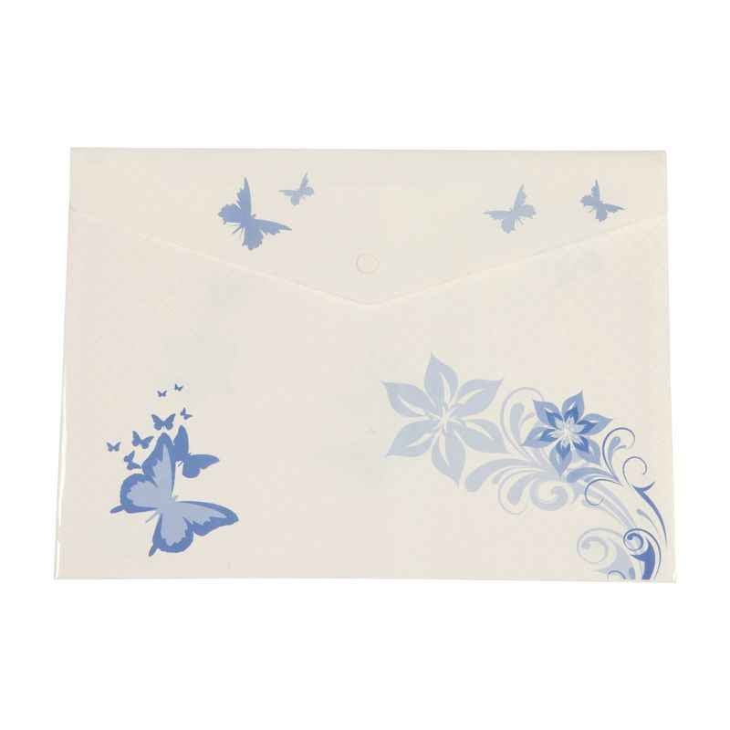 Saya Blue Document Bag Clear Bag Butterfly, Dimensions: 340 x 15 x 350 mm, Weight: 360 g (Pack of 12)