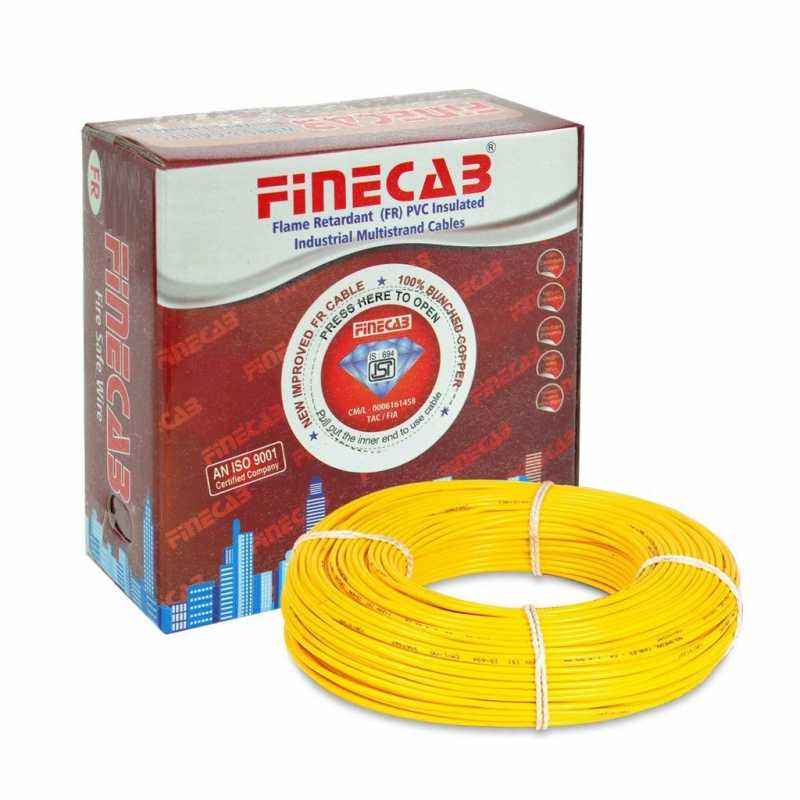 Finecab 1.5 Sq mm Yellow PVC Insulated Single Core FR Wire, Length: 90 m
