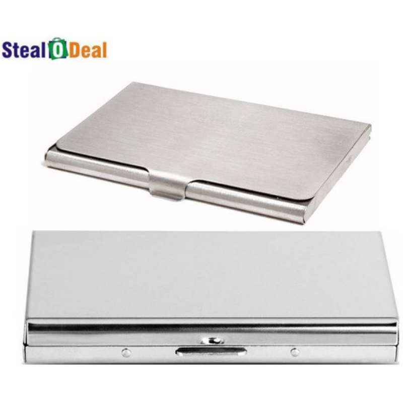 Stealodeal Aluminum Silver Pocket Metal Box with Steel Card Holder