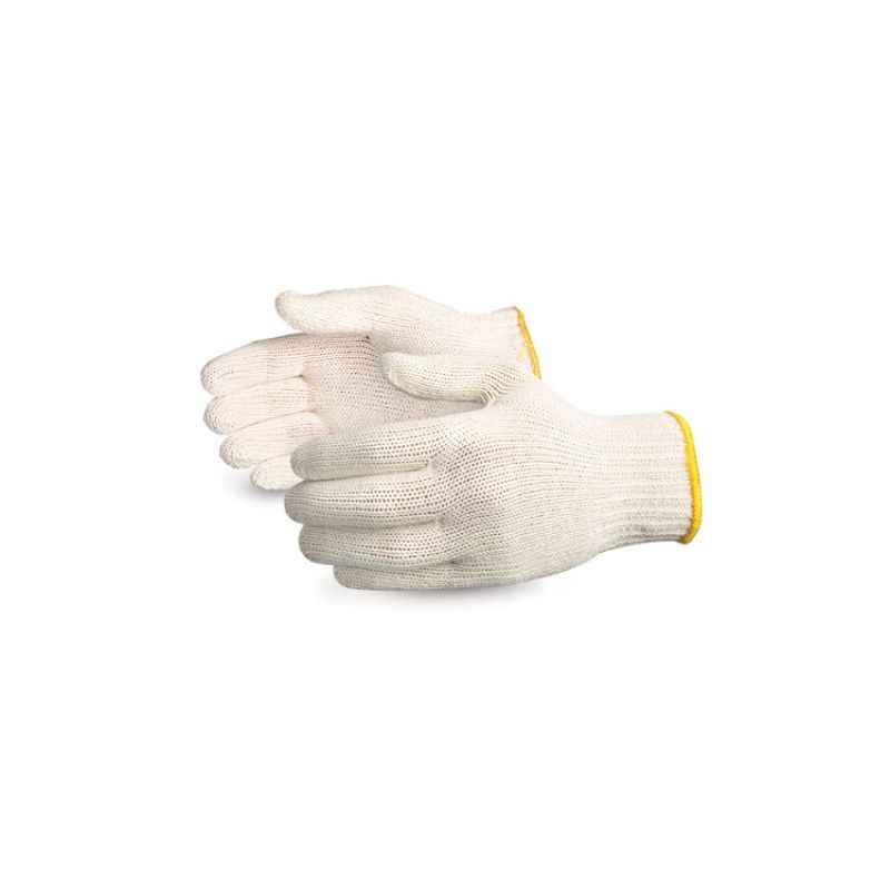 Famish 35 g White Cotton Knitted Gloves (Pack of 12)
