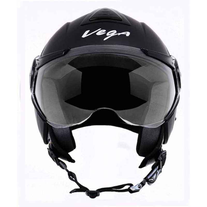 Vega Verve Motorsports Dull Black Open Face Helmet, Size: S