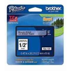 Brother 12mm Black on Clear Laminated Tape, TZE 131