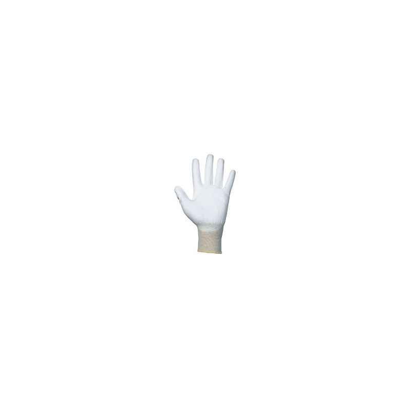 Atlas Nylon & PU White Hand Gloves, RUBY PU/GHF-802/902-S (Pack of 100)