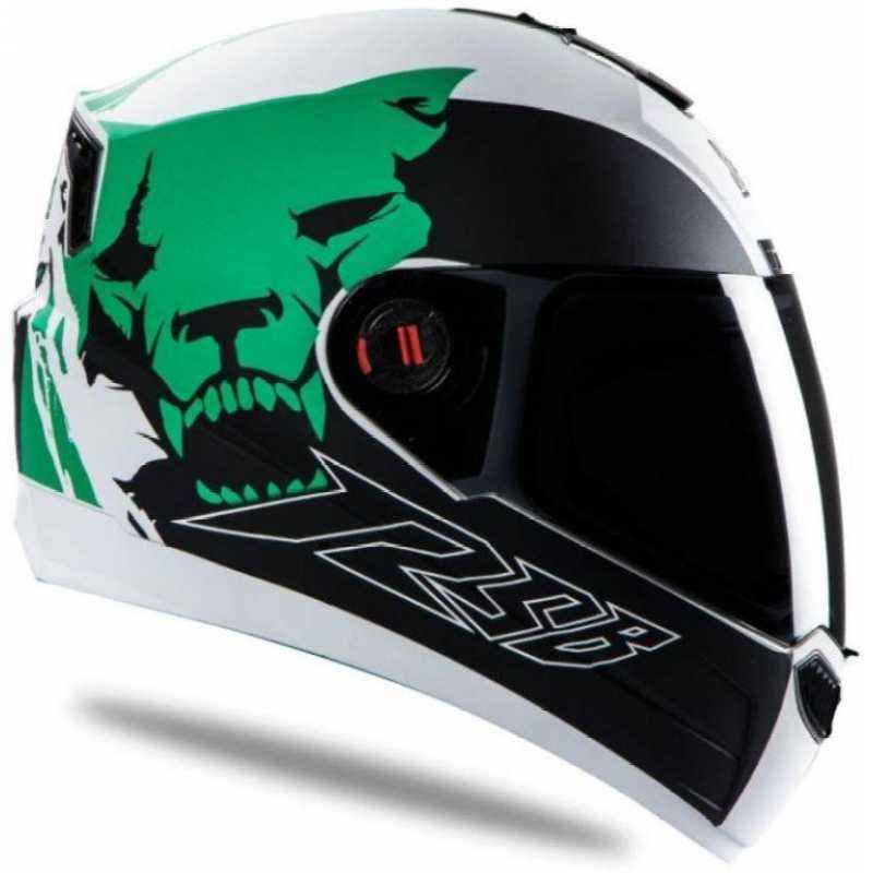 Steelbird SBA-1 Beast Matt White & Green Helmet, Size (Large, 600mm)