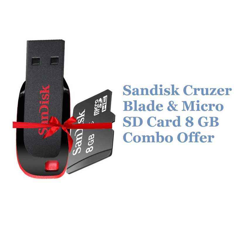 SanDisk Combo of 8GB C4 Cruzer Blade Pendrive & Micro SD Memory Card