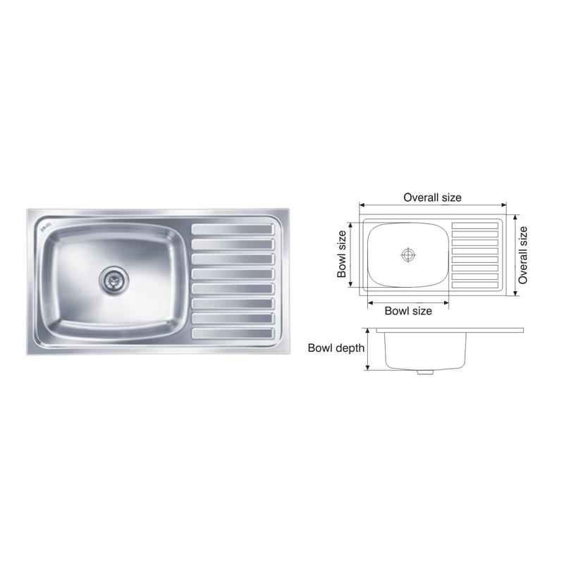 Nirali Elegance Ultra 1000x510mm Glossy Finish Kitchen Sink