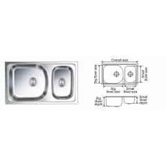 Nirali Gloria Glossy Finish Kitchen Sink, Size: 865x510 mm