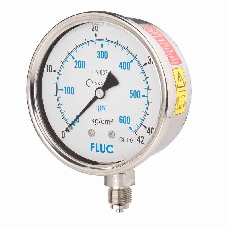 FLUC 0 to 600 psi Pressure Gauge, F100-GFS-S-L-14-L