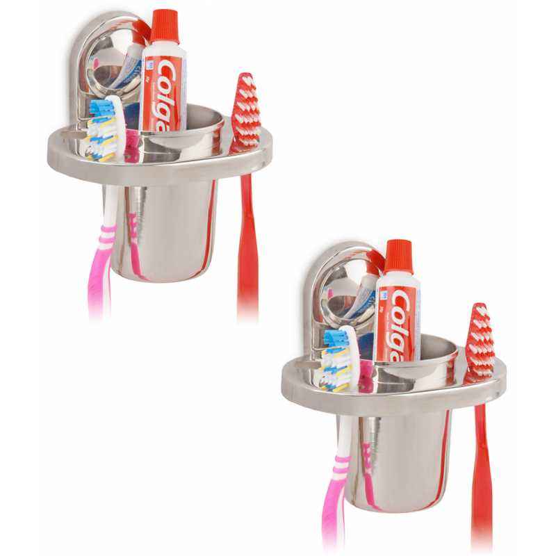 Doyours Dolphin Series 2 Pieces Stainless Steel Tooth Brush Holder Set, DY-0547