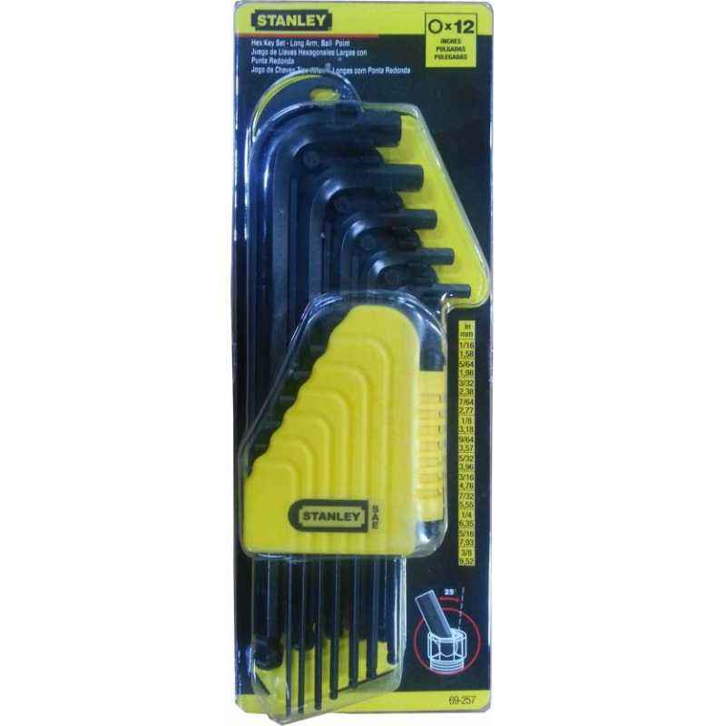 Stanley 12 Pieces Imperial Long Arm Ball Point Hex Key Set, 69-257-22