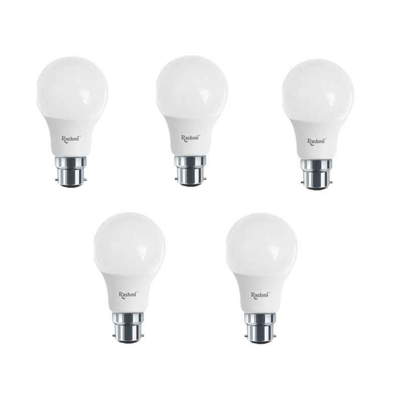 Rashmi 9W B-22 Wide Angle Cool White LED Bulbs (Pack of 5)