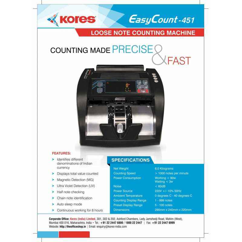 Kores Easy Count 451 Currency Counting Machine