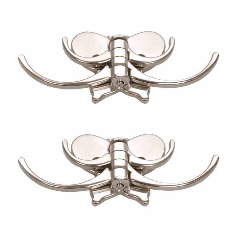 Abyss ABDY-0491 Glossy Finish Stainless Steel Butterfly Design Hook (Pack of 2)