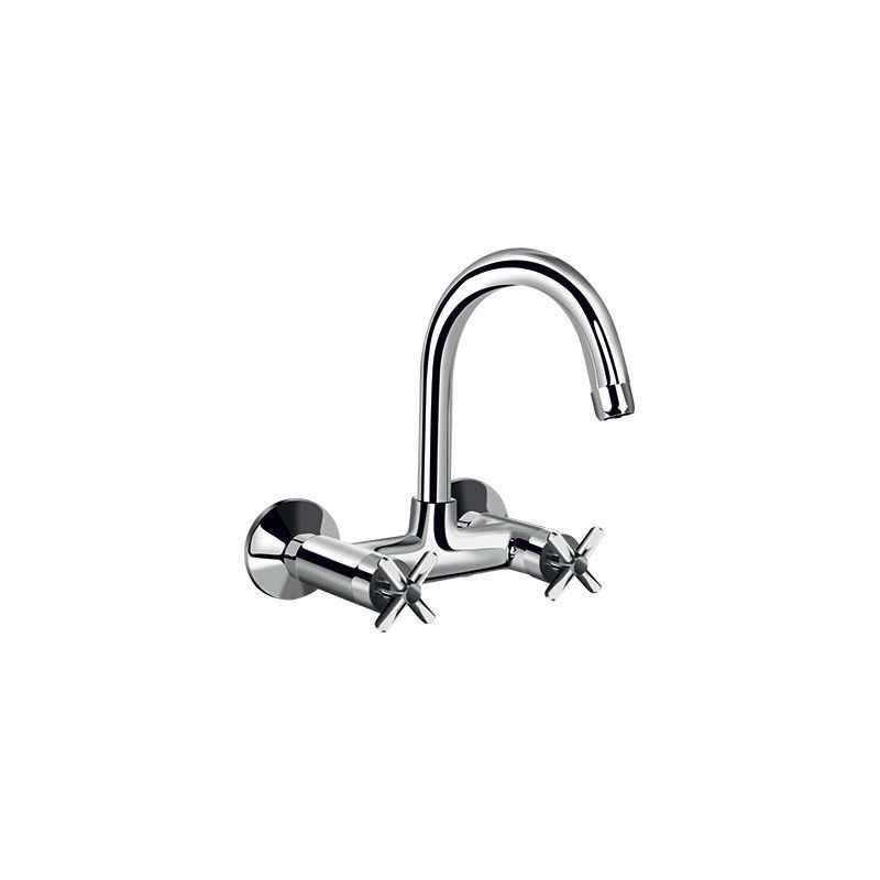 Kerovit Dream Quarter Turn Wall Mounted Sink Mixer With Swivel Spout & Wall Flange, 311024-CP