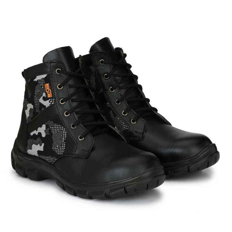 Manslam MLM18 Black Steel Toe Safety Shoes, Size: 9