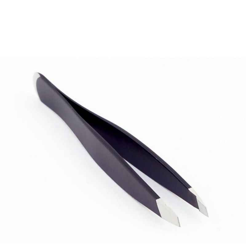 Arnav Stainless Steel Black Slanted Tip Tweezers, OSB-310102