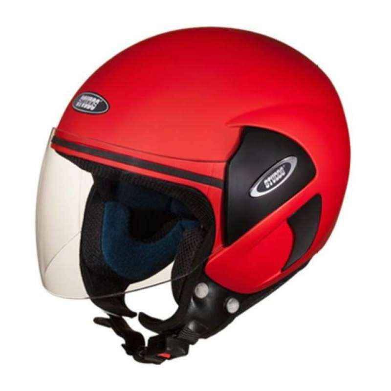 Studds Cub Sports Motorbike Matt Red Open Face Helmet, Size (Large, 580 mm)