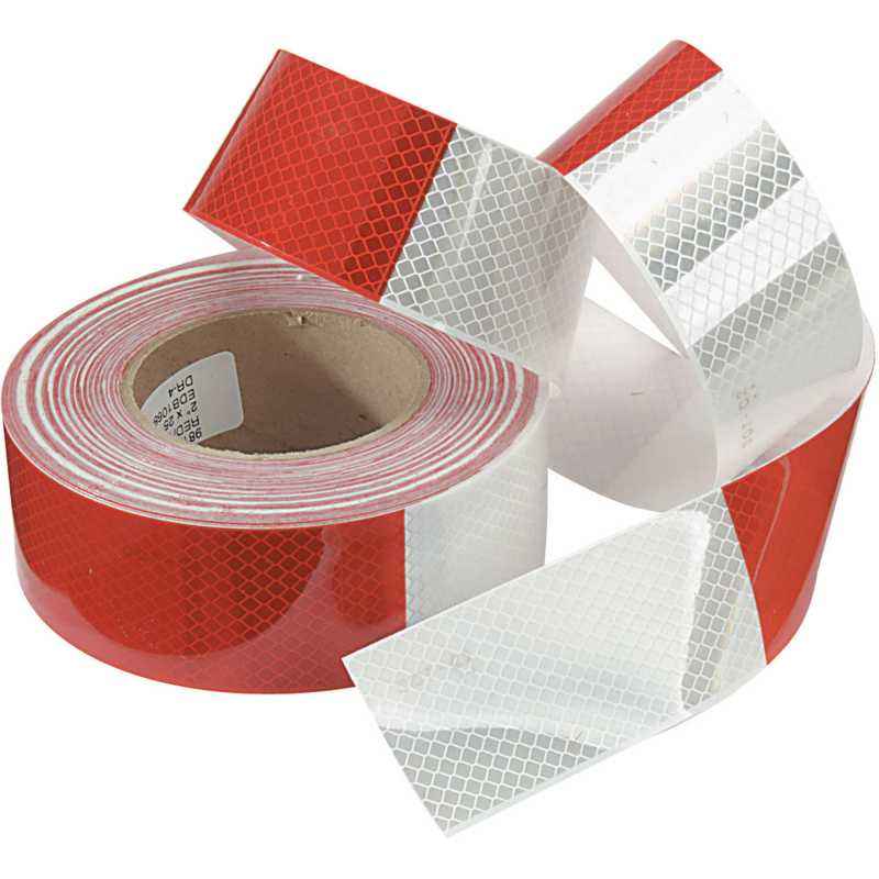 KT 2 Inch Red and White Reflective Tape, Length: 50 m