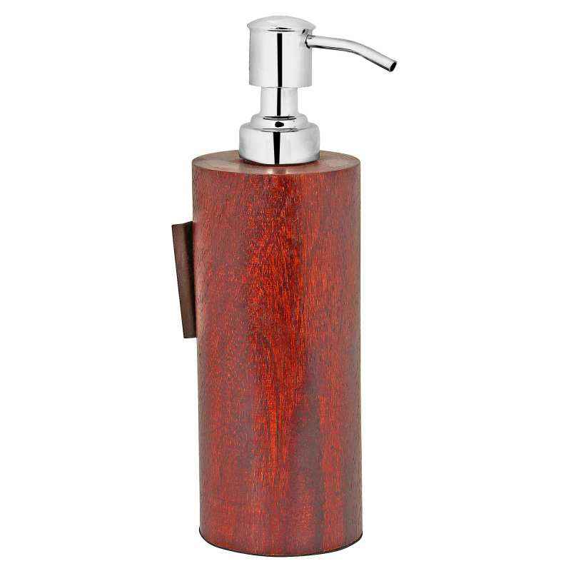 Kamal 300ml Wood Round Liquid Soap Dispenser, ACC-1038