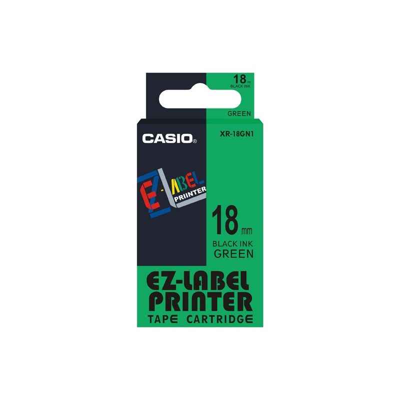 Casio XR-18GN1 Label Printer Tape Cartridge, Length: 8 m