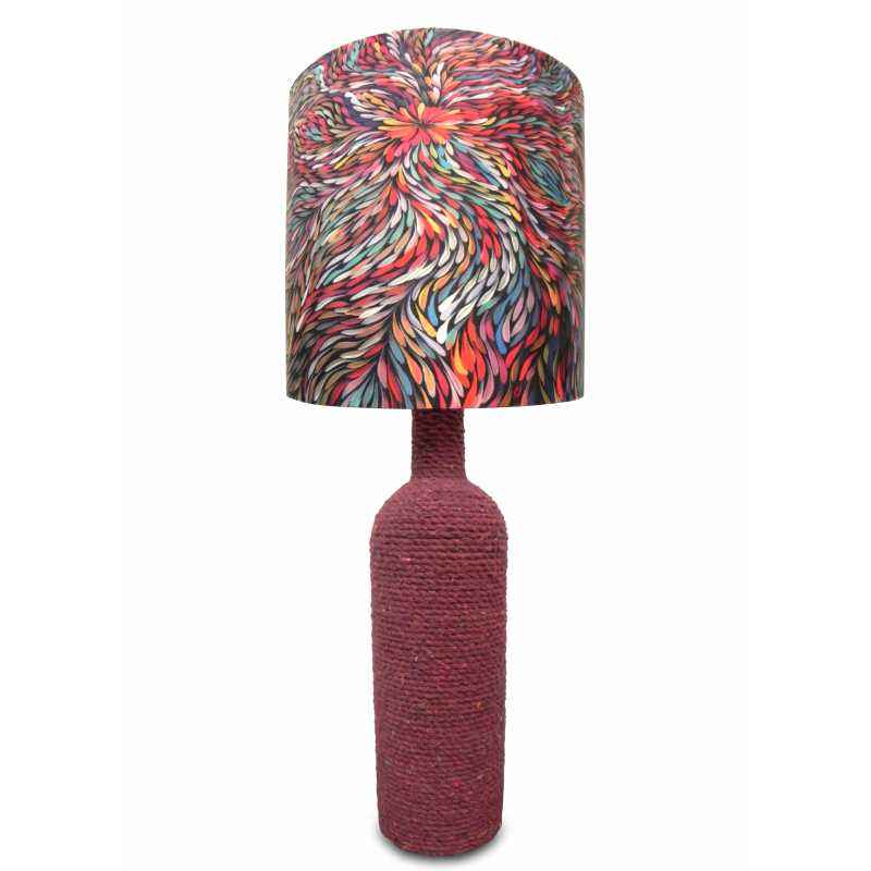 What Scrap Rope Round Maroon Psychedelic Table Lamp