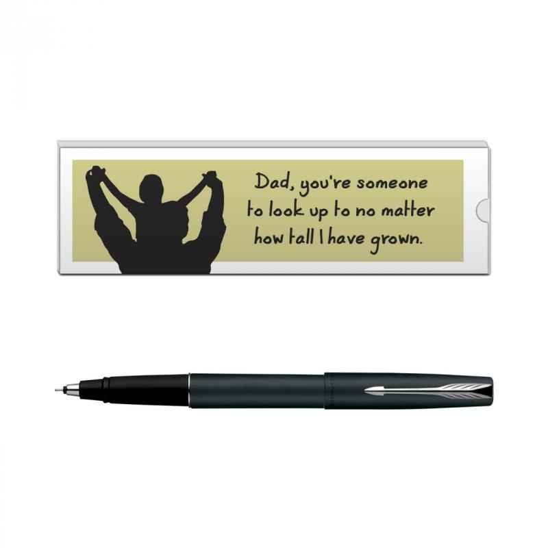 Parker Frontier Matte Black CT Roller Ball Pen with Dad Quote-6, 9000020193