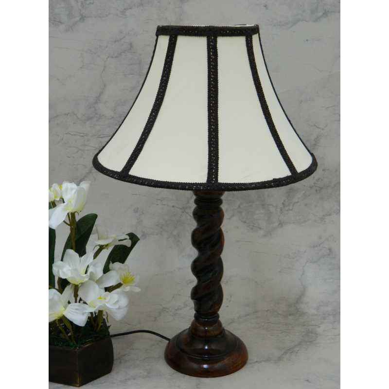 Tucasa Elegant Wooden Table Lamp with Stripe Shade, LG-807