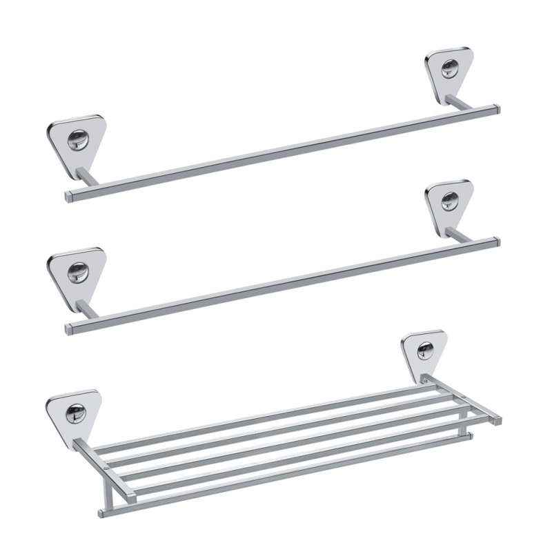 Abyss ABDY-0838 Glossy Finish Stainless Steel 1 Towel Rack & 2 Towel Bar Combo