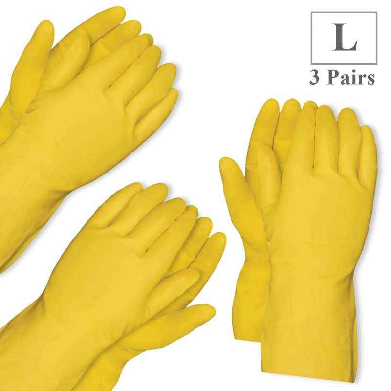 Healthgenie Flocklined House Hold Glove Large (Pack of 3)