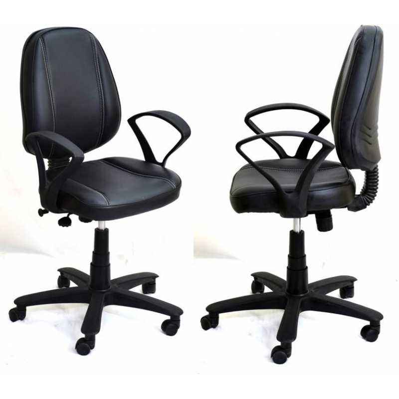 Mezonite Black Medium Back Leatherette Office Chair (Pack of 2)