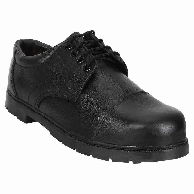 RoarKing 173 Leather Steel Toe Black Safety Shoes, Size: 6