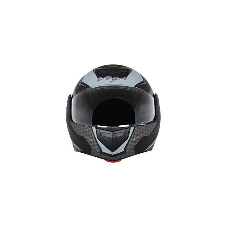 Vega Crux Dx Checks Black Silver Flip up Helmet, Size (Medium, 580 mm)