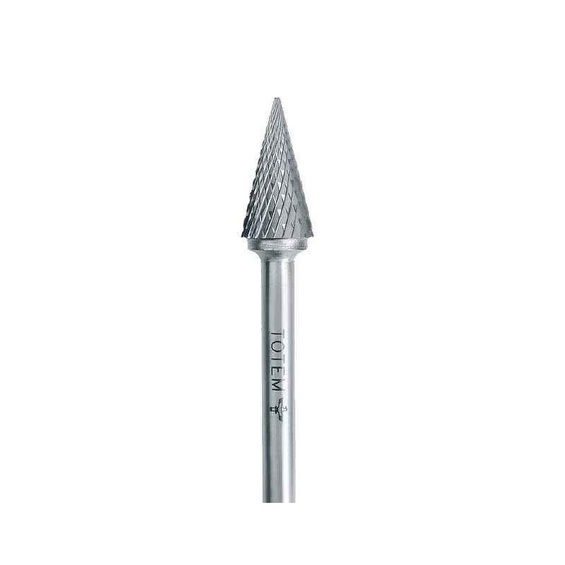 Totem 3x11mm SM/SKM Standard Cut Cone Shaped Carbide Rotary Burr, FAC0200521, Overall Length: 38 mm, Shank Diameter: 3 mm