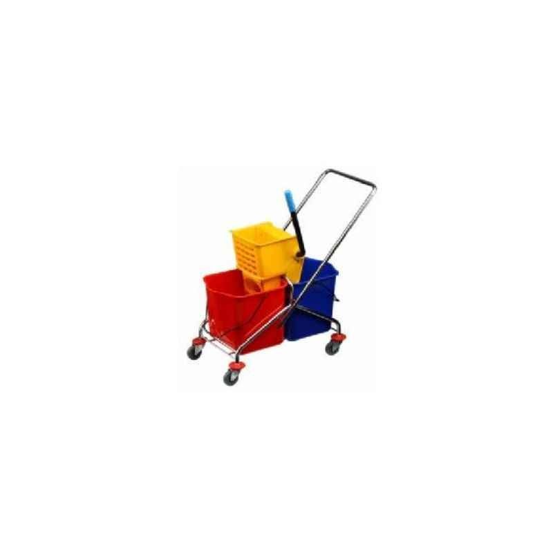 Amsse DB1002 Double Bucket Wringer Trolley with S S Frame