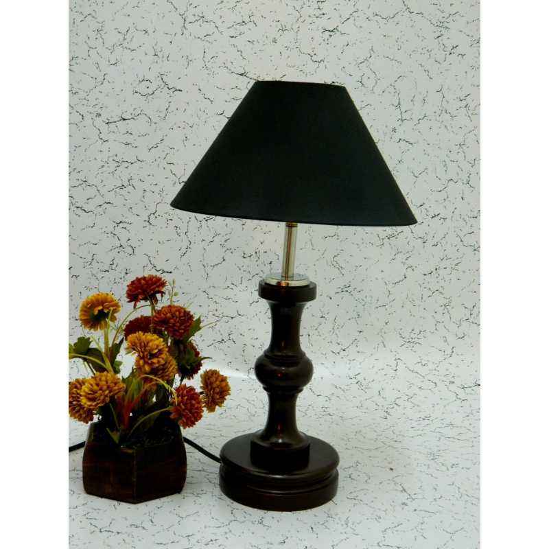 Tucasa Fabulous Wooden Table Lamp with Black Shade, LG-1046