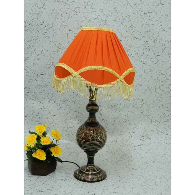 Tucasa Classic Brass Carving Orange Lacy Shade Table Lamp, LG-973
