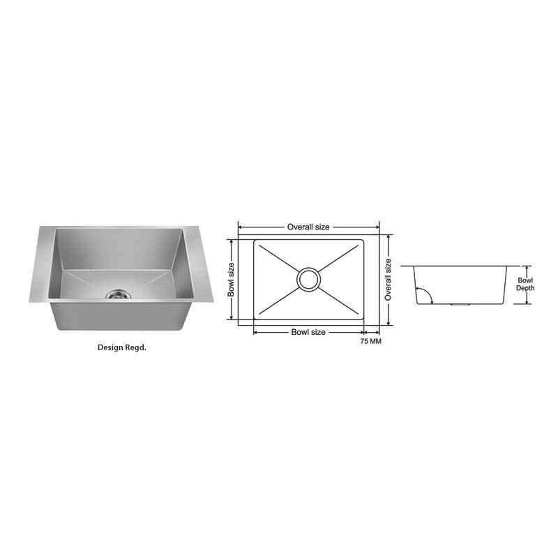 Nirali Maxus Satin Finish Kitchen Sink, Size: 710x460 mm