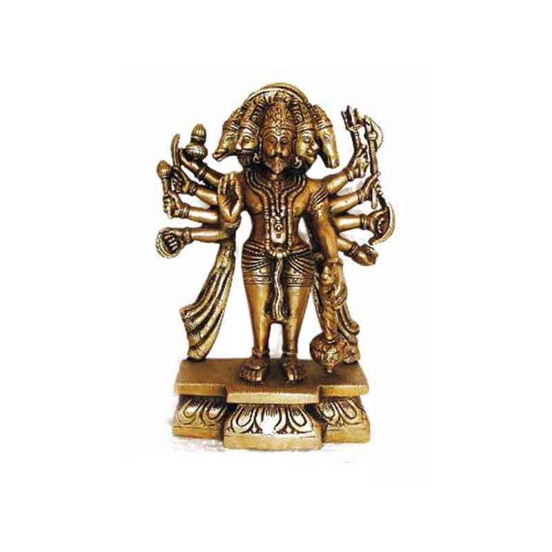 Smart Shophar SmartShophar Brass Gold Five Face Lord Hanumanji Statue s55064-FSM-1582